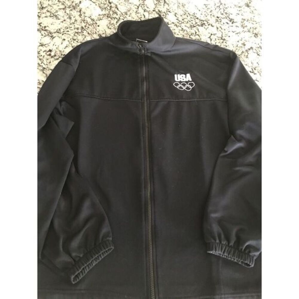 USA Olympic‎ Committee Jacket Full Zip Up Size XL Black /Navy Blue  Olympics